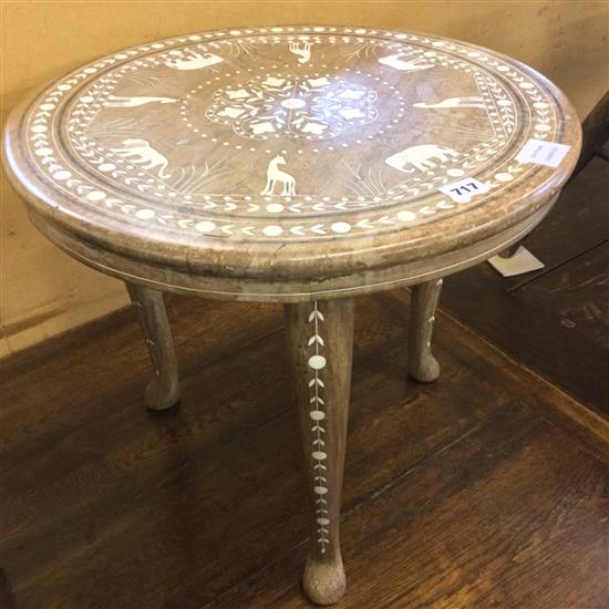 Small circular inlaid table